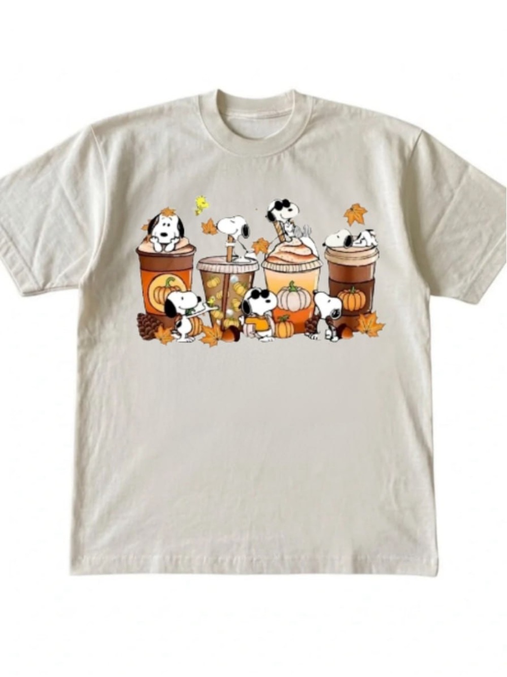 Cream Snoopy Pumpkin Latte Graphic Tee